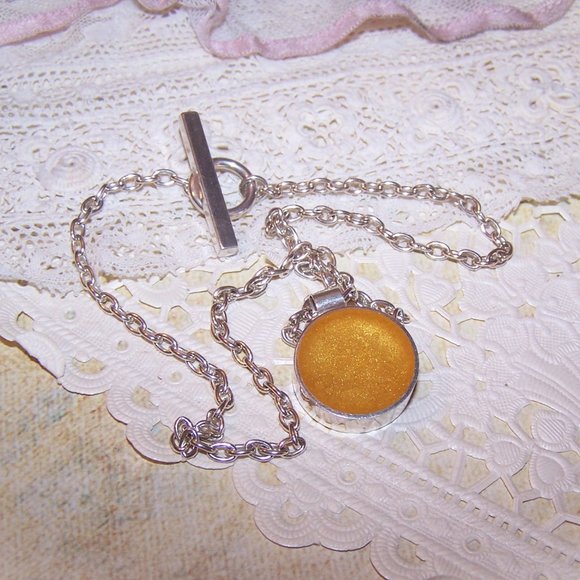 VICTORIA VARGA Sterling Silver Chain Necklace with Yellow Glass Sliding Pendant - Picture 9 of 11